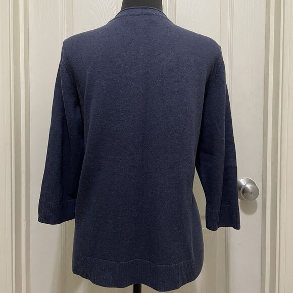 Christopher & Banks Button Up Knit Cardigan 3/4‎ Sleeve Beads Embellished Large - Picture 5 of 9